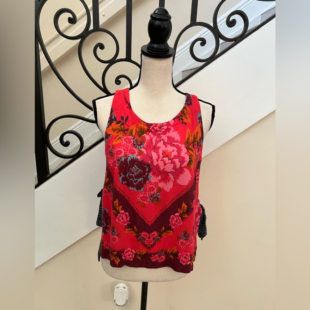 Free People Floral Red Crop Top - Picture 2 of 10